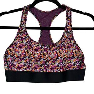 Victoria Sport Racerback Medium‎ Impact Sports Bra Geometric Print Large